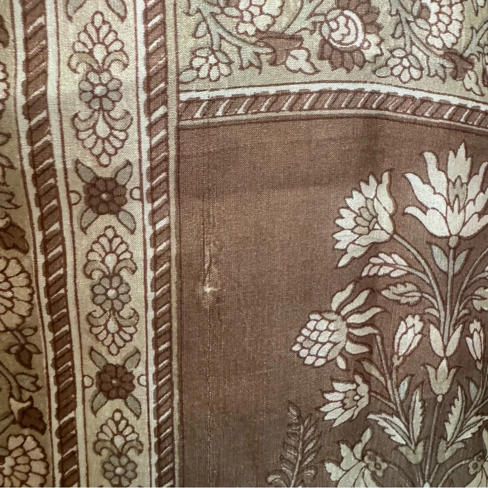 100% Pure Silk Floral Scarf | Golden Tan & Mauve Pink-ish 20